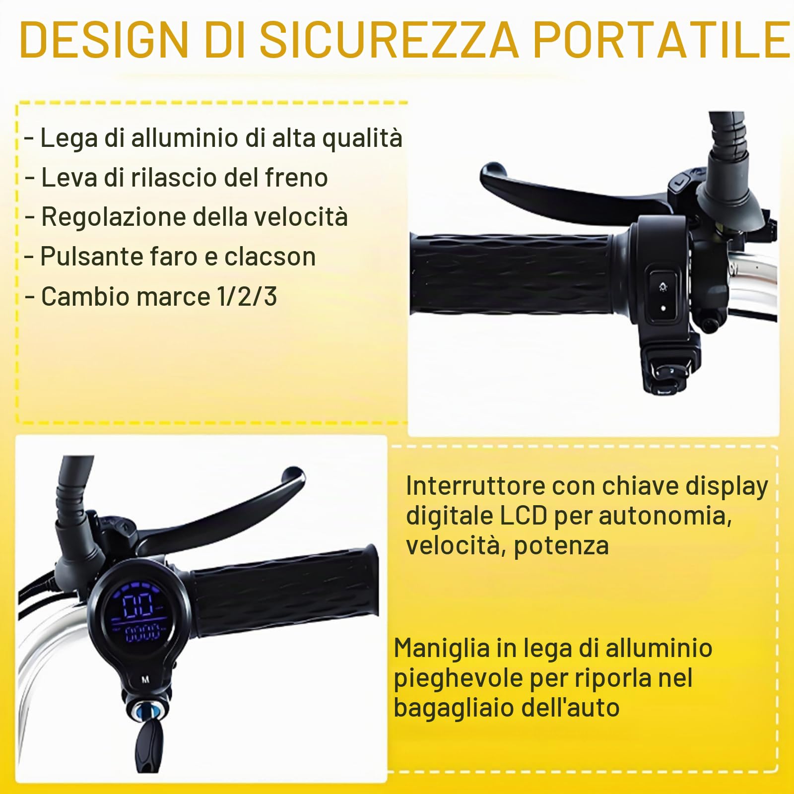 Nuovo Triciclo Elettrico A 3 Ruote per Adulti,Carico 180 kg E Design Pieghevole,Autonomia 45 Km,3 modalità,Display LCD,Clacson di Sicurezza,Faro A LED,Triciclo per Pendolari/Cargo Blue