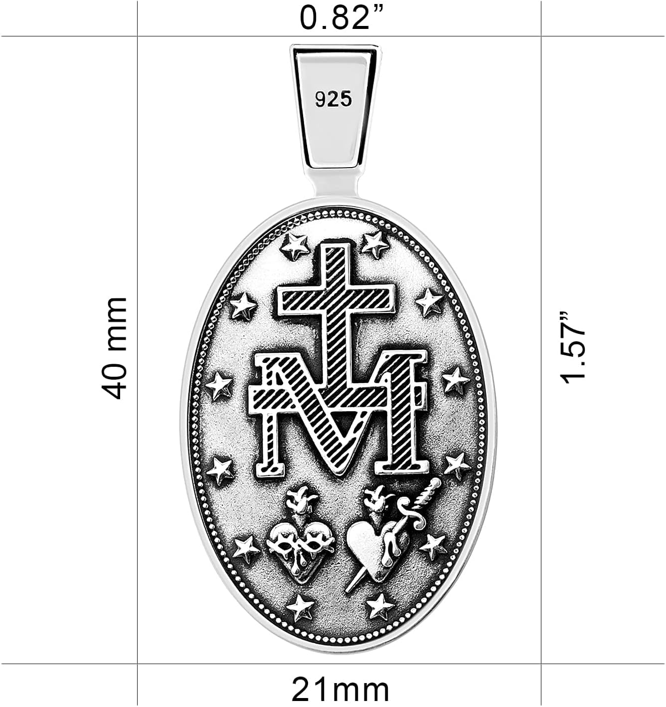 VENICEBEE® Miraculous Medal Holy Virgin Mary Blessed Devotional Mother Of God Christian Sacramental Solid 925 Sterling Silver Pendant Necklace + Black Velvet Pouch, Polishing Cloth, Fine Gift Box - Image 3
