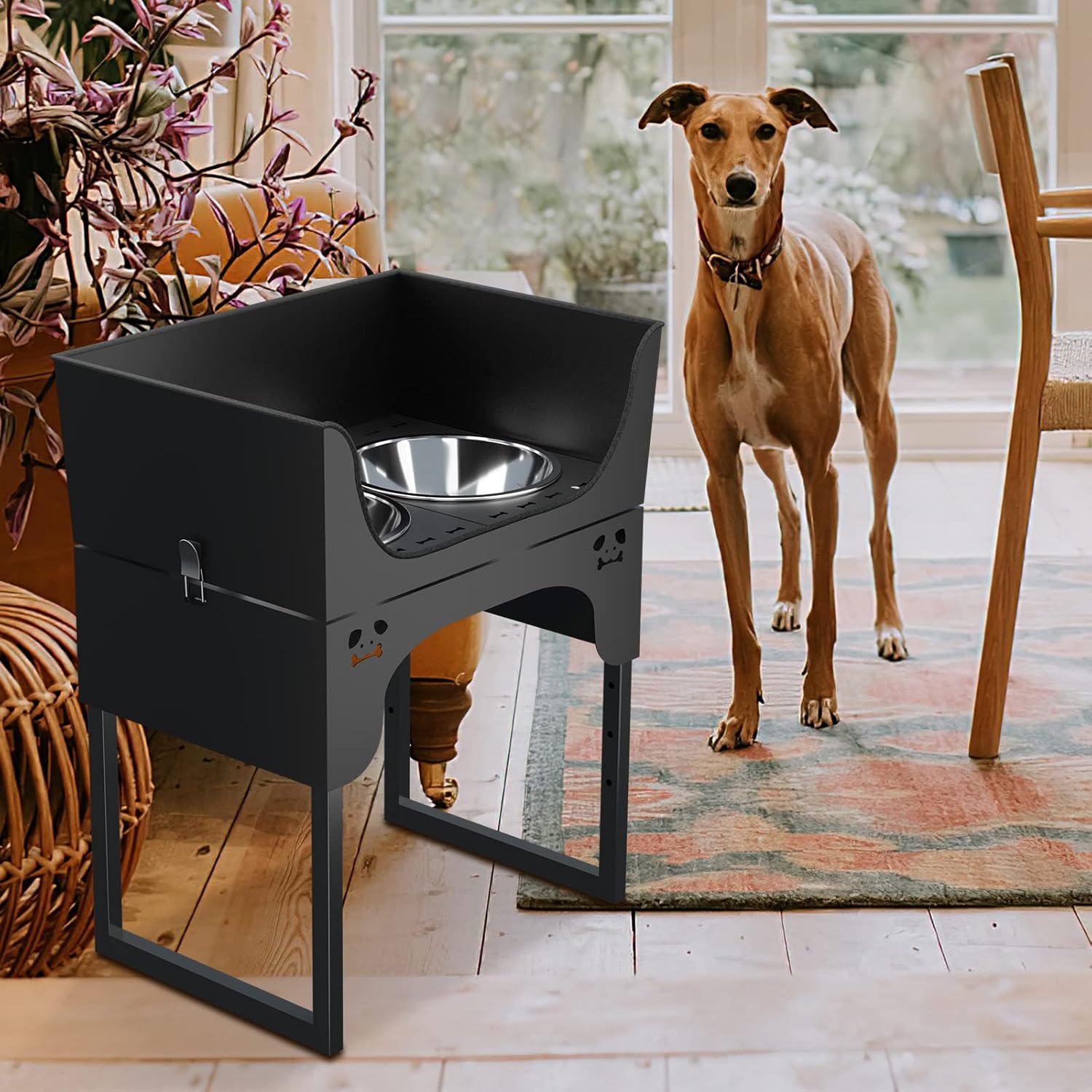 Elevated Dog Bowl Holder, Stainless Steel, 12-20 Inches, Multiple Pets