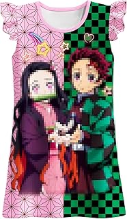 Cute Girls Dress Gown Anime Casual Home Outfit Flutter Sleeves Party Wear Clothes for Kids 6-12Y - Buy now