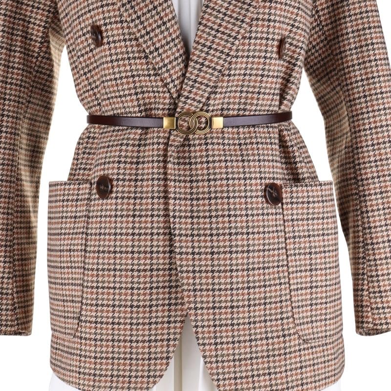 HBJWOV Women's Thin Belt Decoration Dress Shirt Retro Cowhide Thin Belt with Suit Sweater Small Belt(Orange)2