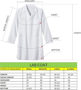 Lab Coat Men Women White Long Sleeve Unisex Lab Coats Cotton Laboratory Coats