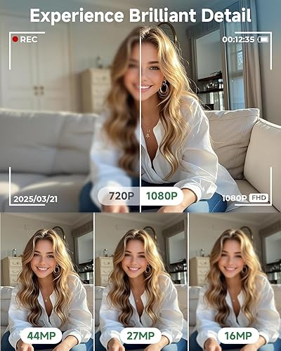 Miniatura 2 de Cámara digital, 44MP FHD 1080P Cámara digital de apuntar y disparar con anti vibración, captura de sonrisas 16X Zoom, cámara pequeña compacta para