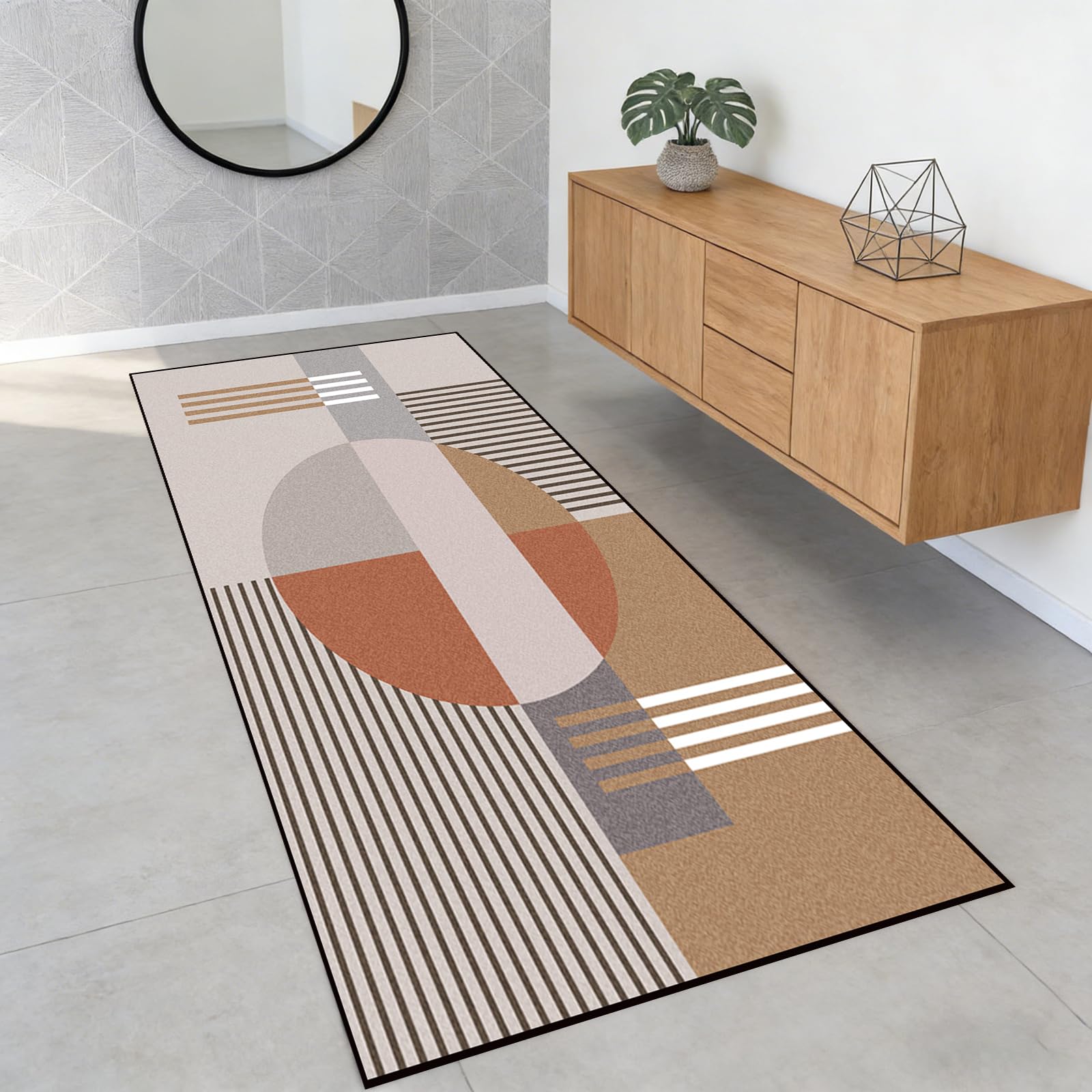 Alfombra de pasillo de 55 x 340 cm: alfombra corredor moderna y fácil de limpiar