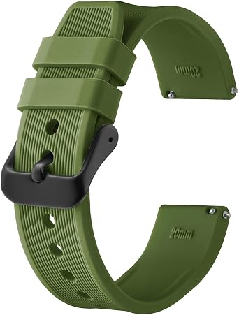 BISONSTRAP Sport Silicone Watch Band 18mm 20mm 22mm 24mm, Quick Release Rubber Replacement Band for Men Women Bracelet