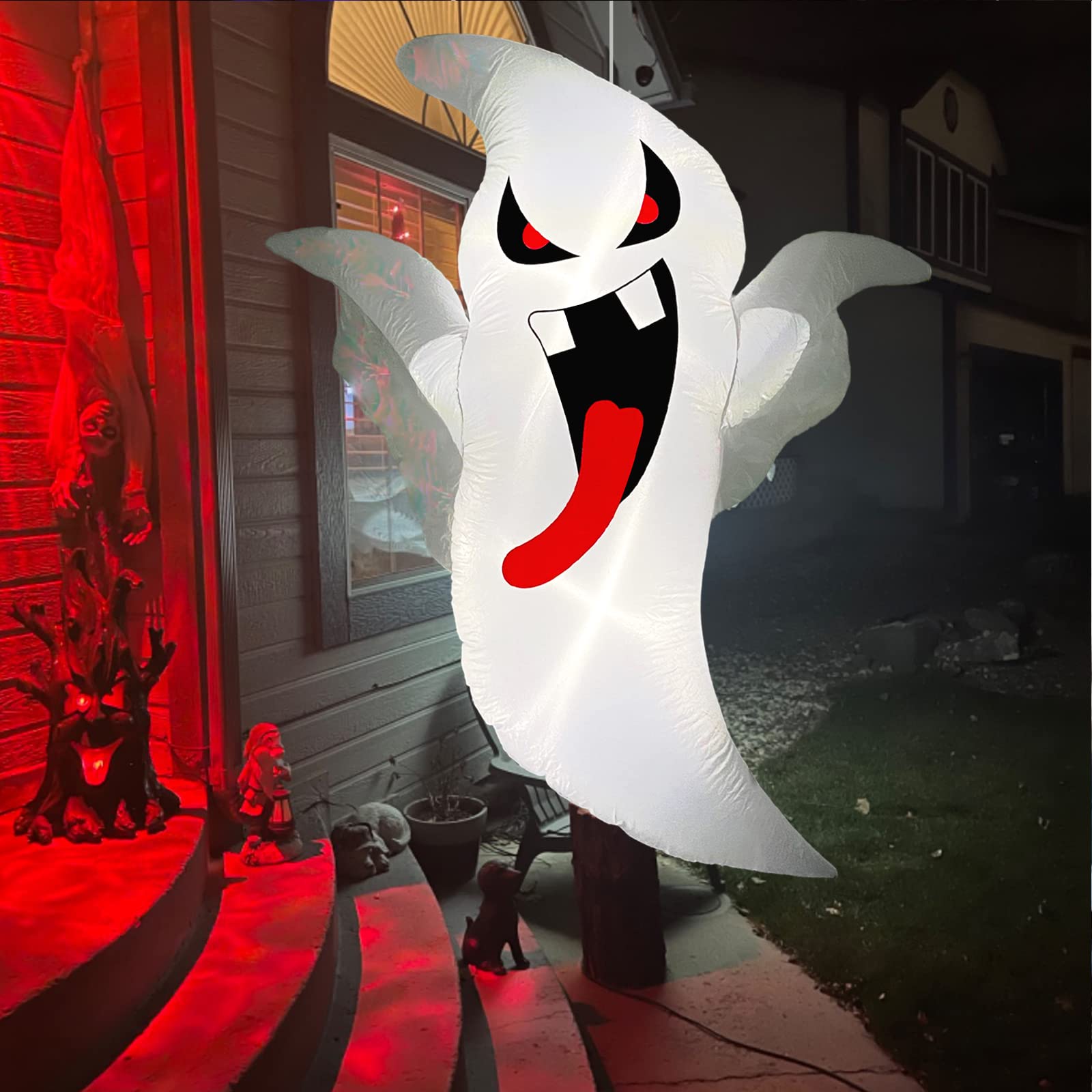 5.3ft Inflatable Halloween Decorations Outdoor, Large Inflatable Hanging Ghost with LED Light, Halloween Blow Up Yard Decorations for Tree Garden Front Porch, Halloween Party Giant inflatables Decor