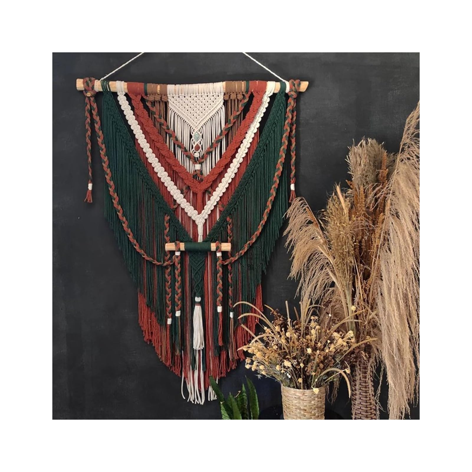 Rideaux en macramé Rideau Suspendu Mural en Macramé, Rideaux en Macramé en Coton pour Fenêtres, Toile De Fond De Mariage en Macramé Mural(27.5x43.3in)