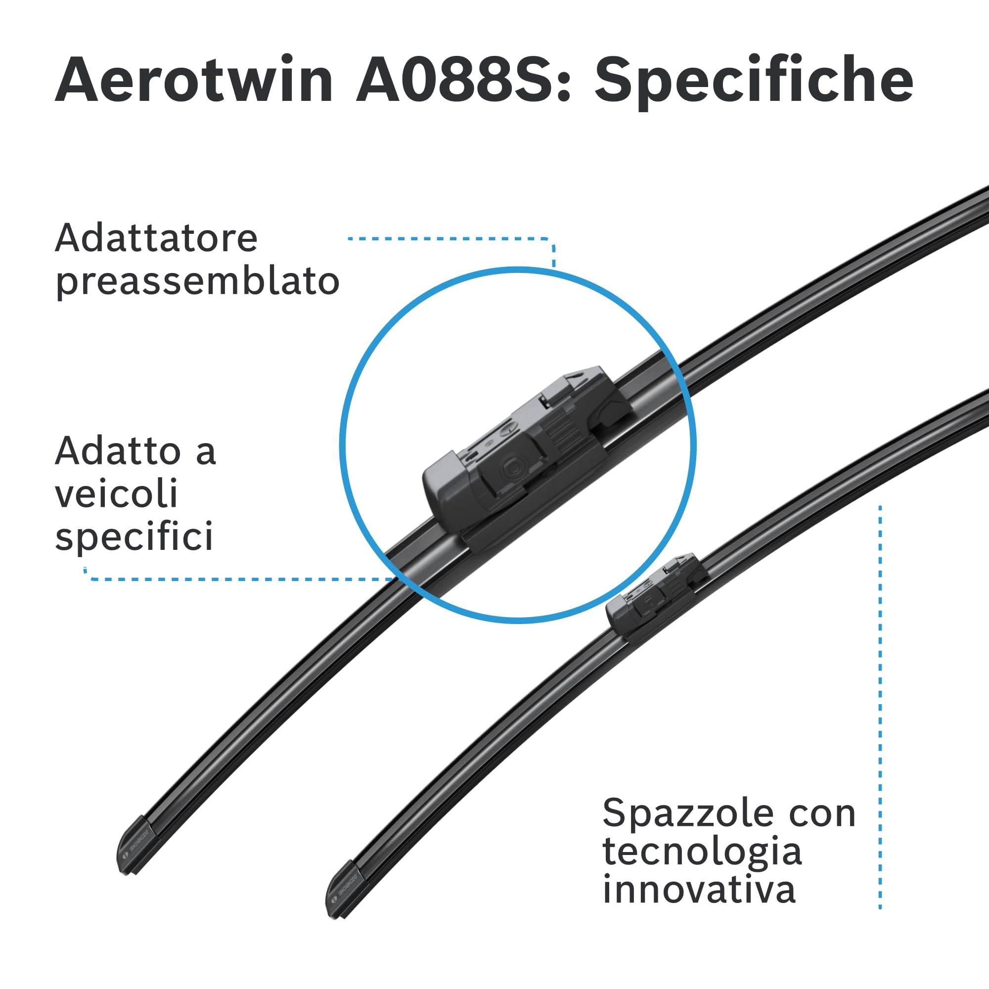 BOSCH Aerotwin Silecek Seti Togg T10X (2023-2025), Ford Focus 4 (2019-2022), Volvo S60 (2010-2013) (2014-2018), XC60 (2009-2017) [650/500 mm] A088S 3397007088