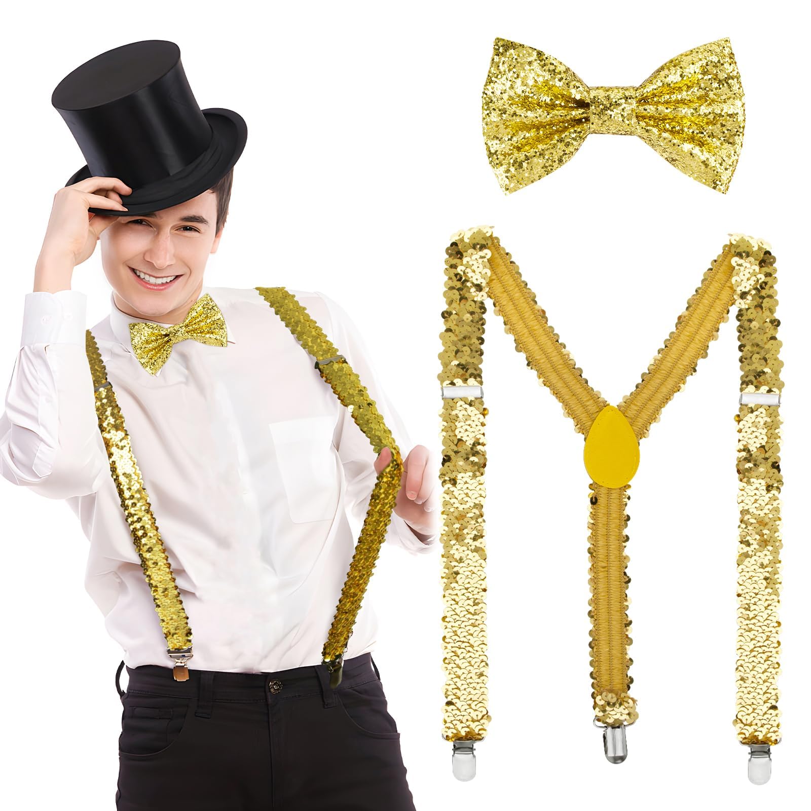Pailletten-Set Für Karneval & Party – Roter Hut + Fliege – Perfekt Für Fasching, 70er Jahre Oder Junggesellenabschied