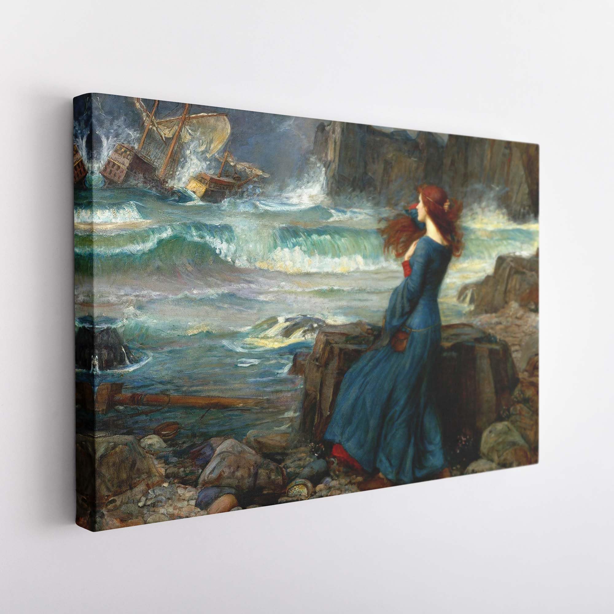 New Moon Canvas John William Waterhouse Miranda The Tempest Framed Canvas Wall Art Picture Print Home Living Room Dining Room Decor