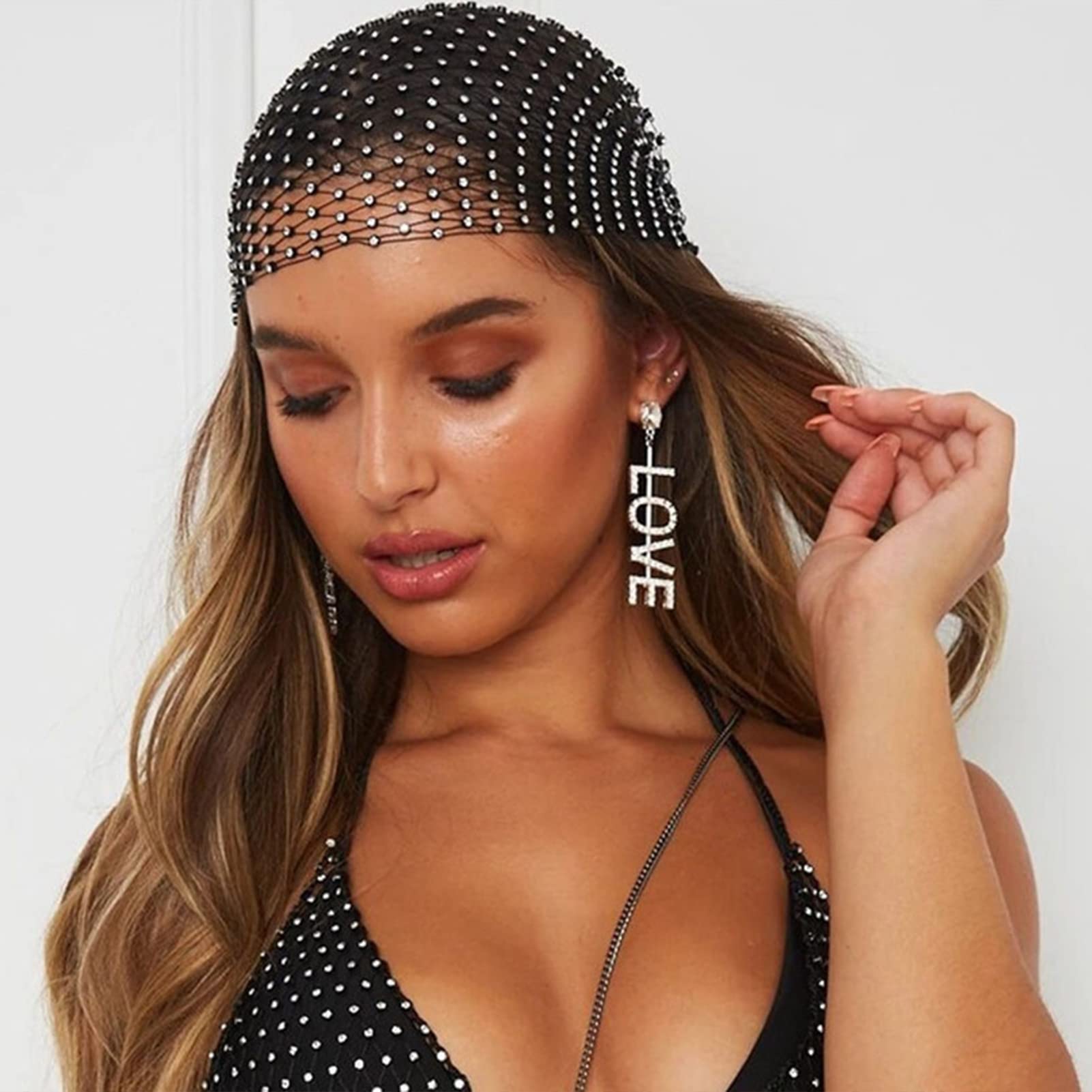 Glter strass donna Bandana fascia per capelli Diamond Head Wraps fascia per capelli foulard Rave Festival turbante Clubwear Party Headwear  200000297