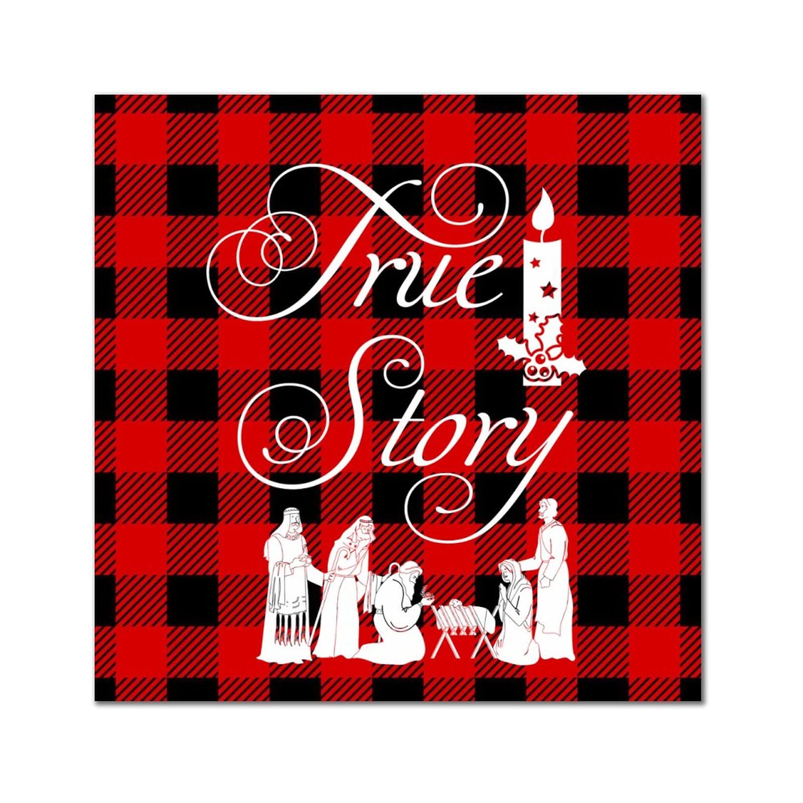 Plaque murale rustique en bois True Story 35x35 cm pour decoration de maison