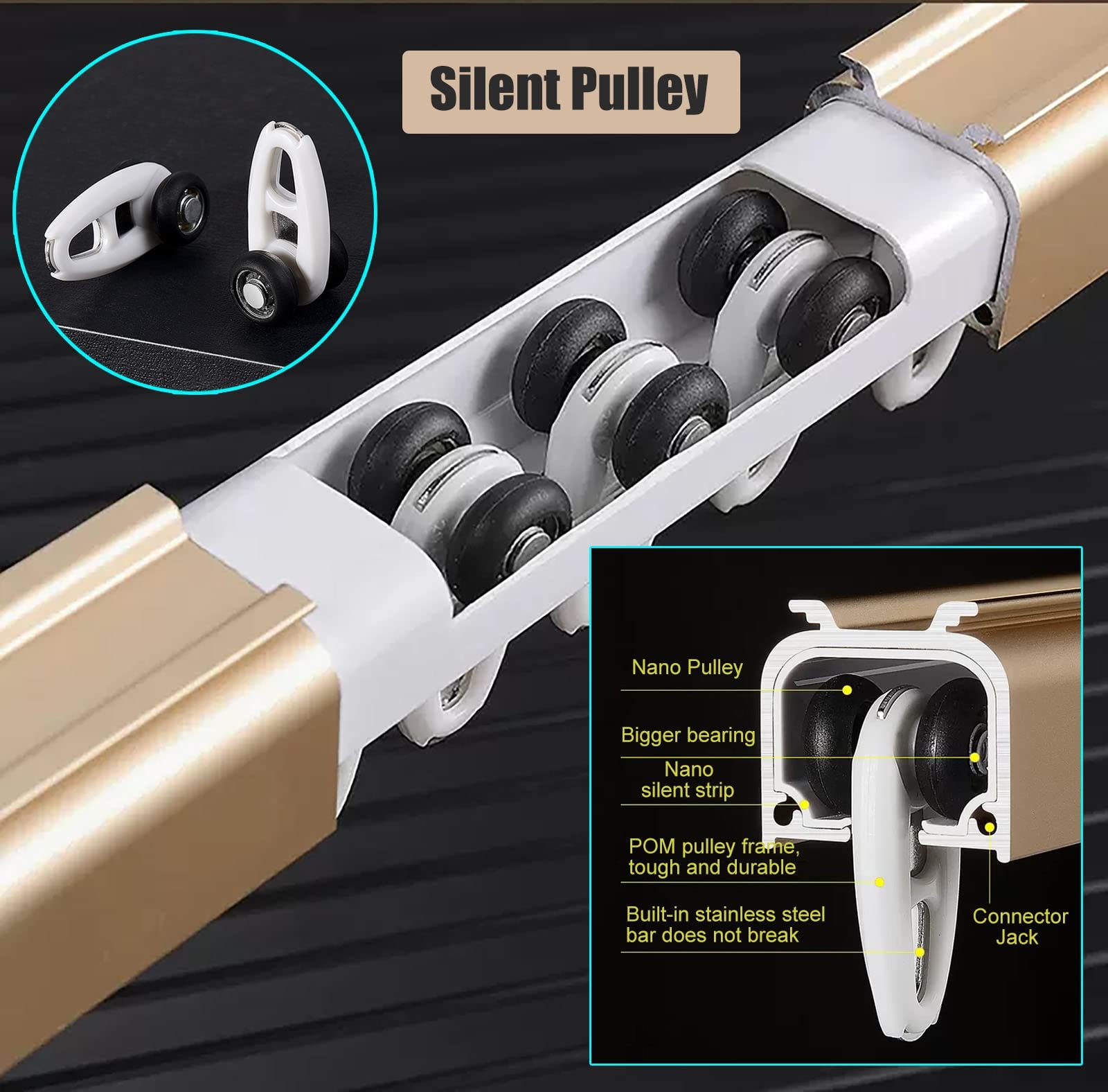 Binari e Accessori per Tende da Parete 2 3 4 5 6 7 8 m, Asta per Tenda divisoria in Alluminio per Tende Pesanti, Soggiorno, Ufficio, Veranda Esterna, Impermeabile e antir.Gold-3.66m/12ft