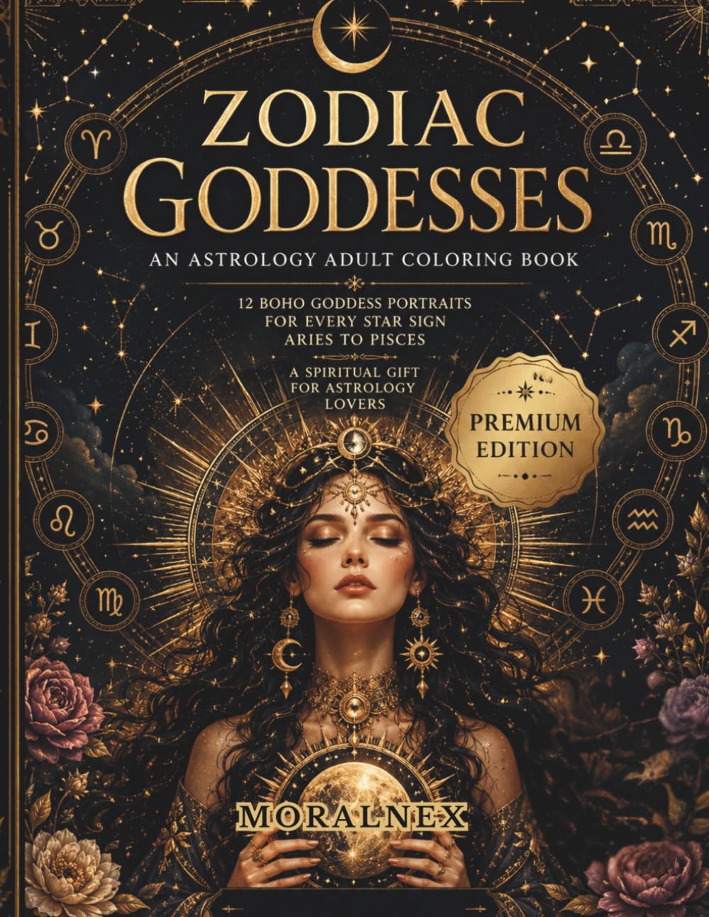 Zodiac Goddesses: An Astrology Adult Coloring Book for Women: 12 Boho Goddess Portraits for Every Star Sign — Aries to Pisces — A Spiritual Gift for Astrology Lovers