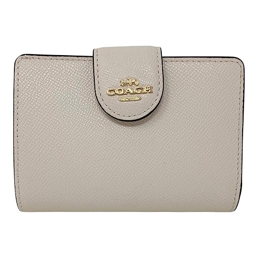 Coach Crossgrain Leather Medium Corner Zip Wallet Chalk Style No. 6390