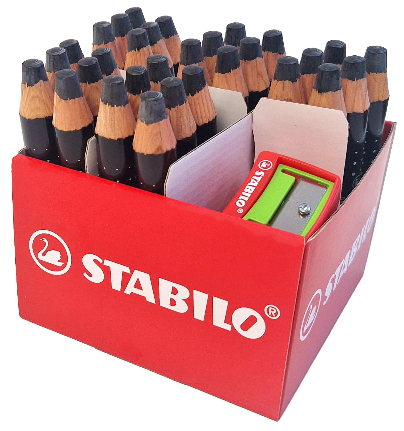 STABILO MARKdry - Whiteboard and Flipchart Marker Pencil - Classpack of 30 - Black with 2 Sharpeners, 30 count (Pack of 1)