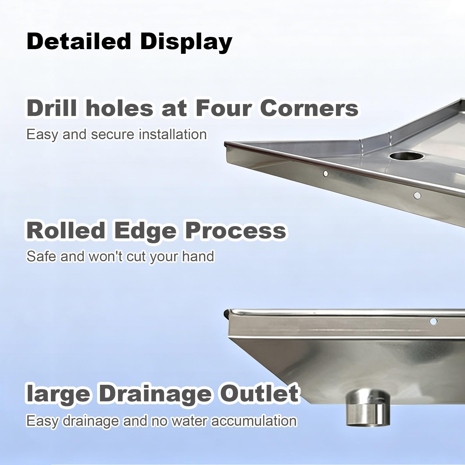 Bandeja Condensado Aire Acondicionado Portátil, Bandeja en V INOX | Recogedor de Agua de Acero Inoxidable Reforzado para Unidades Exteriores Mini Split HVAC(100x50cm/39.4x19.7in)