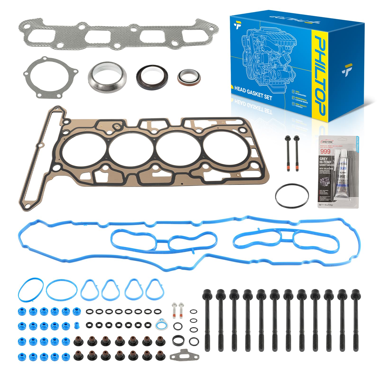 PHILTOP Head Gasket Kit for Chevrolet Colorado/GMC Canyon 2007-2012 2.9L | Engine Cylinder Head Gasket Set w/Bolts Fit for Isuzu i-290 2007-2008 2.9L, OE# HS26389PT, HS54981, ES72195, HS13707