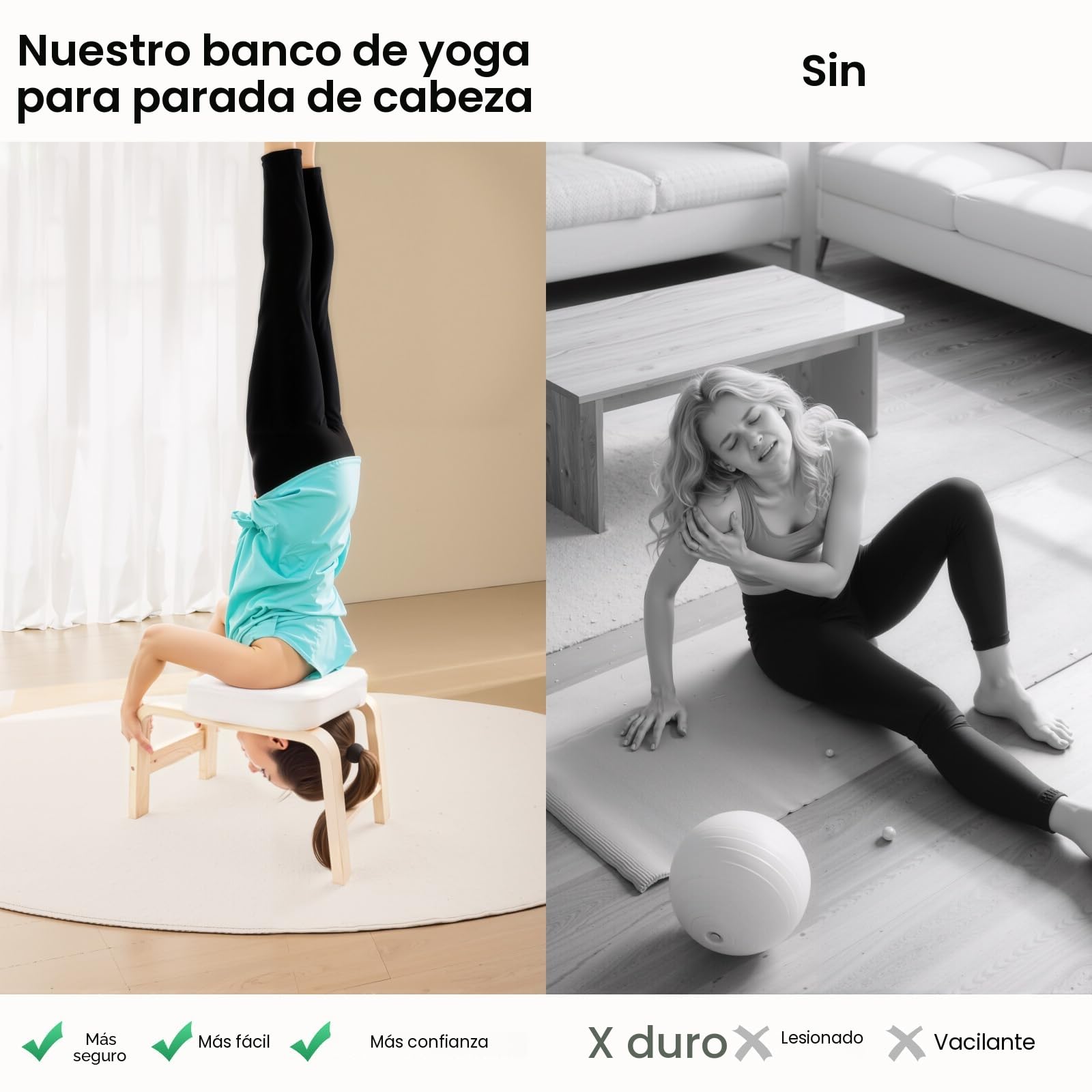 Taburete de Yoga con Soporte para la Cabeza, Taburete de Yoga, Silla de Entrenamiento para Casa y Gimnasio