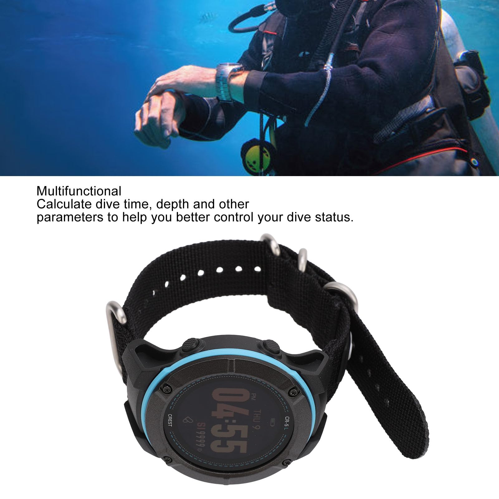 Drfeify Reloj de Computadora de Buceo, Computadora de Buceo con Montaje en Muñeca Computadora de Buceo Subacuático para bajo el Agua 100 M de Profundidad Negro