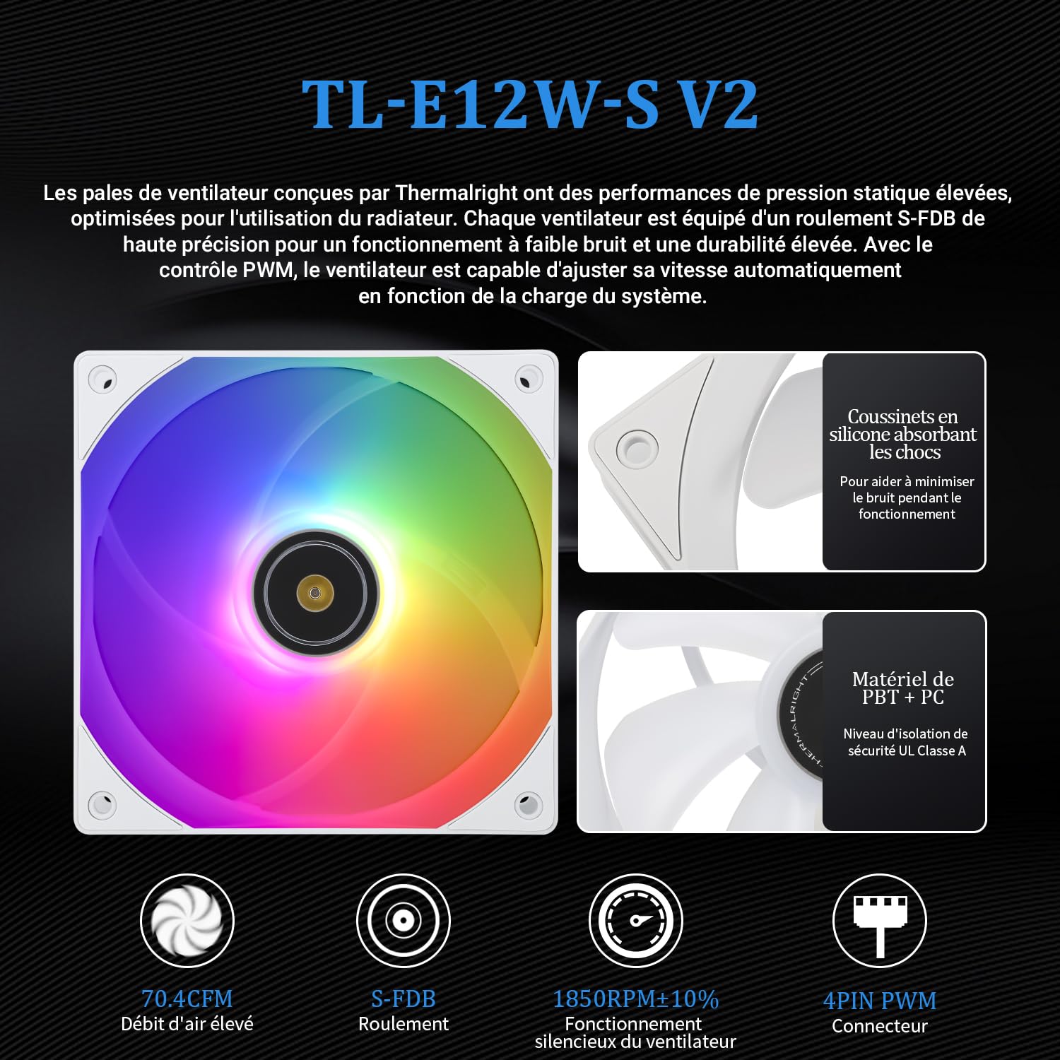 Refroidisseur à eau CPU Bblanc Thermalright Frozen Prism 240 avec ventilateur PWM 120mm, spécifications de radiateur 240 Blanc, dissipateur intégré pour AM4/AM5, Intel LGA1700/1150/1151/1200/1851