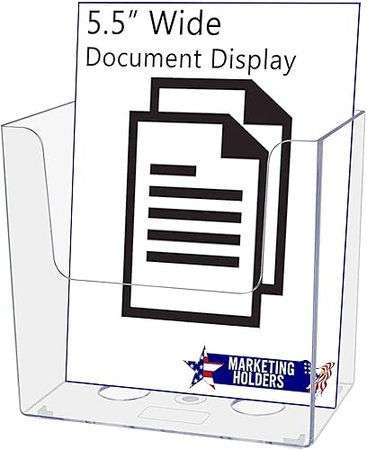 Miniatura 8 de Paquete de 2 soportes para folletos con divisores y herrajes, 4 niveles de acrílico transparente para encimera o pared, mapas de múltiples ranuras,