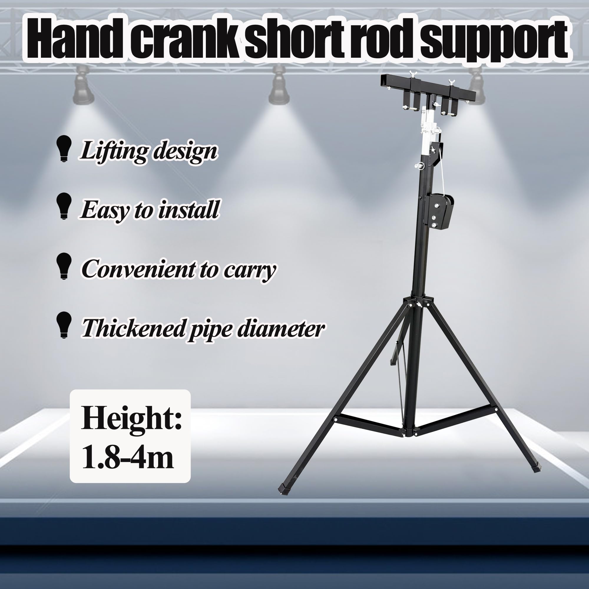 HQHAOTWU LED Light Stand 4M Hand Cranked Light Stand Lighting Crank Stand Audio Lighting Truss System with Outriggers Portable Stage Lighting Tripod 80kg/176lb Capacity for DJ Lighting Bands Stages