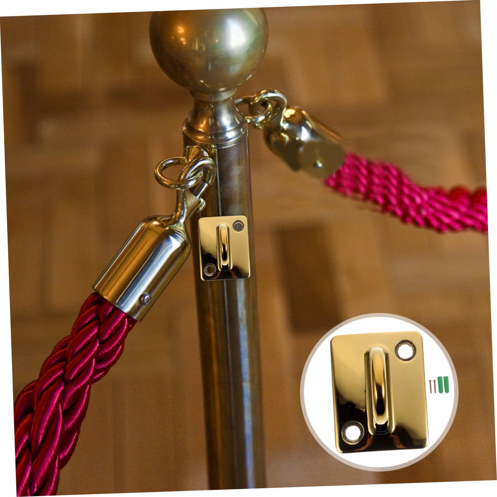 Wakauto 2Pcs Wall Mounted Metal Hooks for Guardrail Rope Hanging for Crowd Control and Welcome Ropes Compact Design Finish