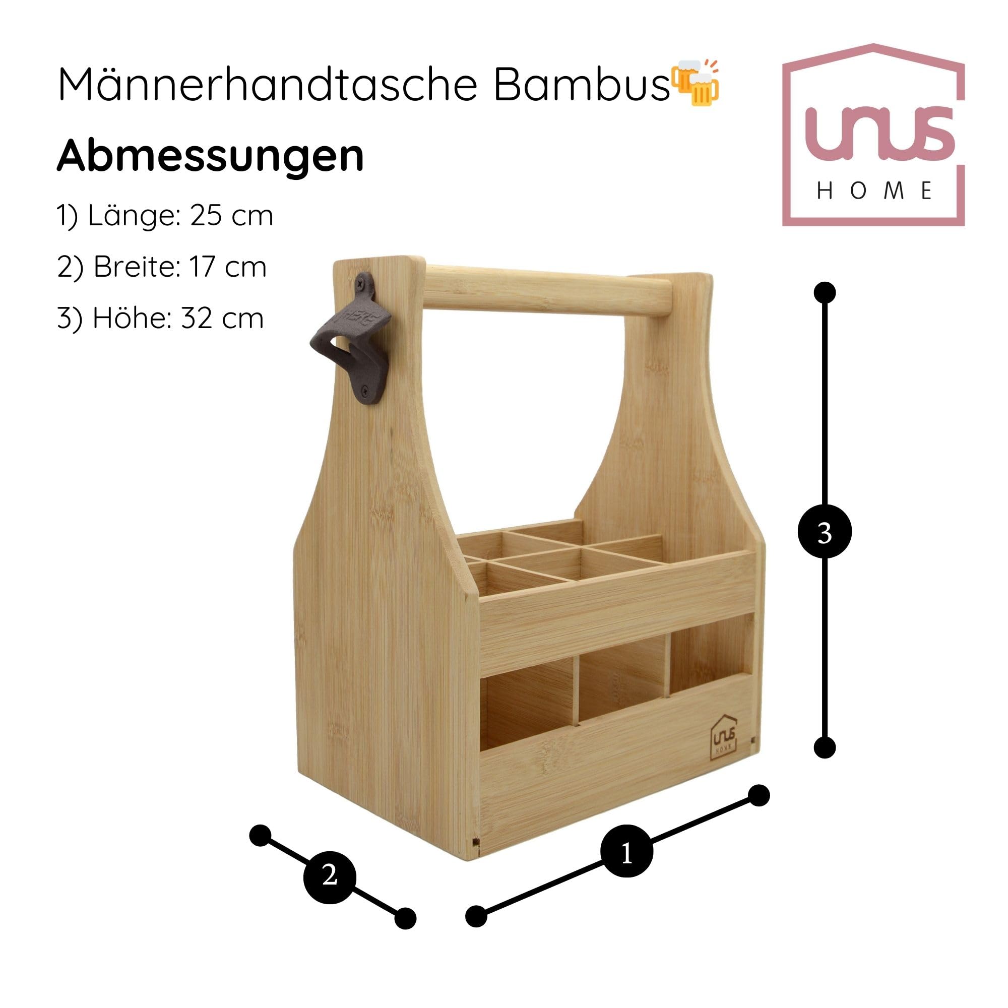 UNUS Home Mnnerhandtasche aus Bambus Bier, Flaschentrger aus Holz fr 6  Flaschen, Biertrger mit Flaschenffner, Geschenkidee Mnner, Geburtstag,  Vatertag : Amazon.de: Kche, Haushalt & Wohnen