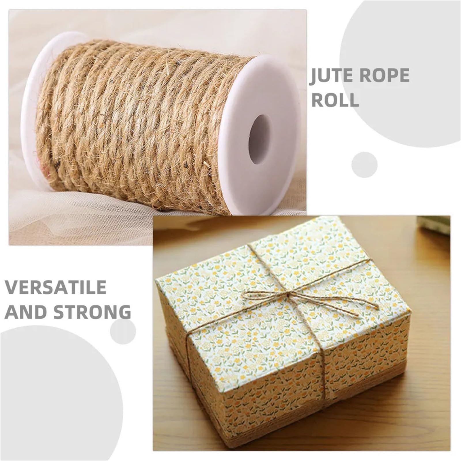 Corda Canapa Naturale Corda di spago iuta naturale da 12 mm, spessa corda marrone for l'artigianato fai te, tiragraffi for gatti