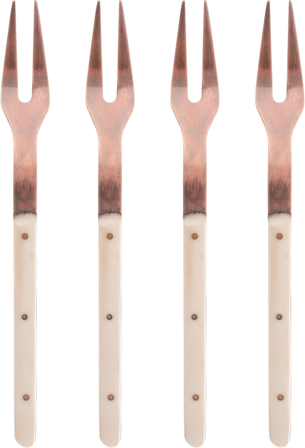 Karma, Appetizer Forks Set of 4, Cocktail Dessert Small Forks, Fruit Salad Fork for Party, Ivory Resin