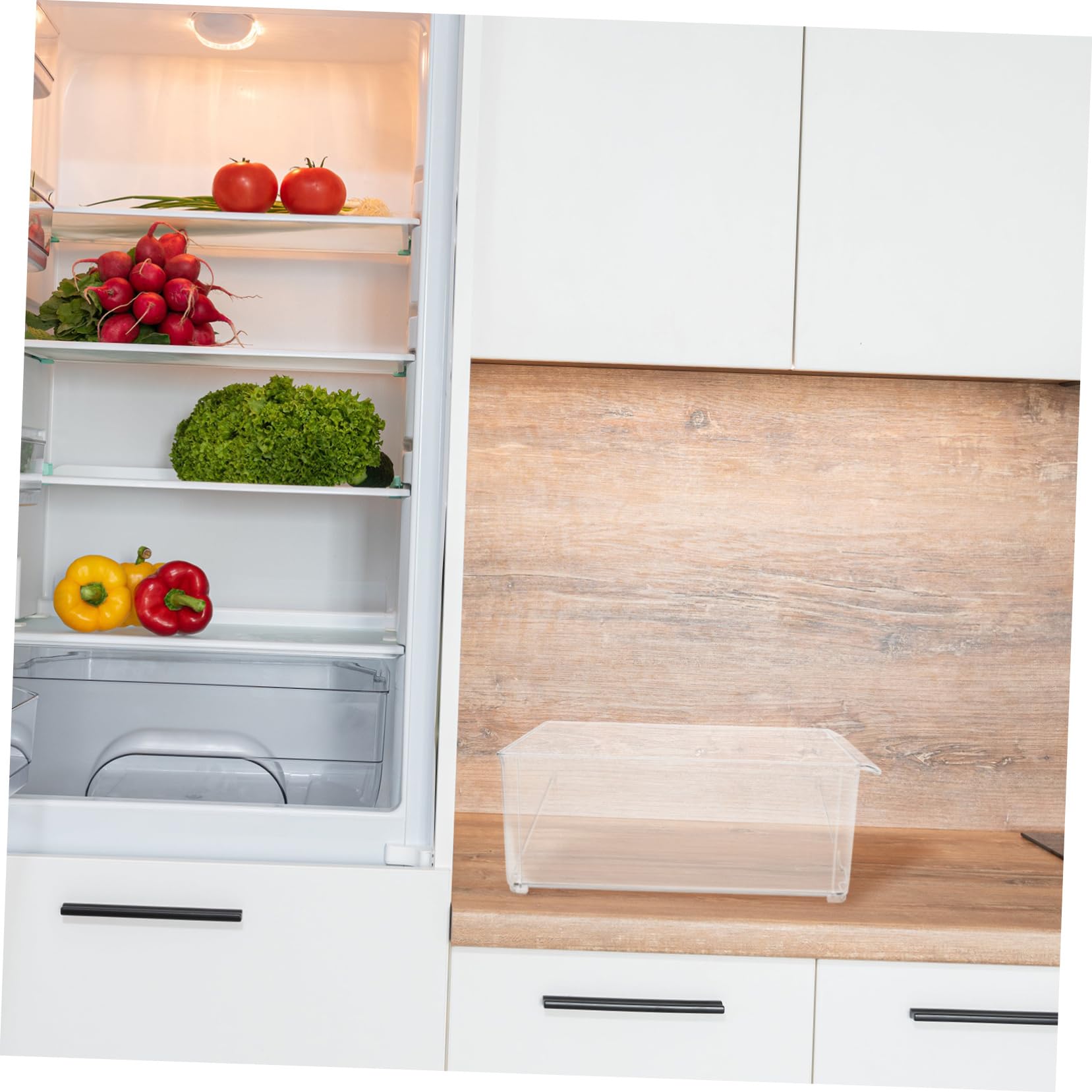 Sosoport Kunststoff Kühlschrank Organizer Kasten Stapelbar, Transparente