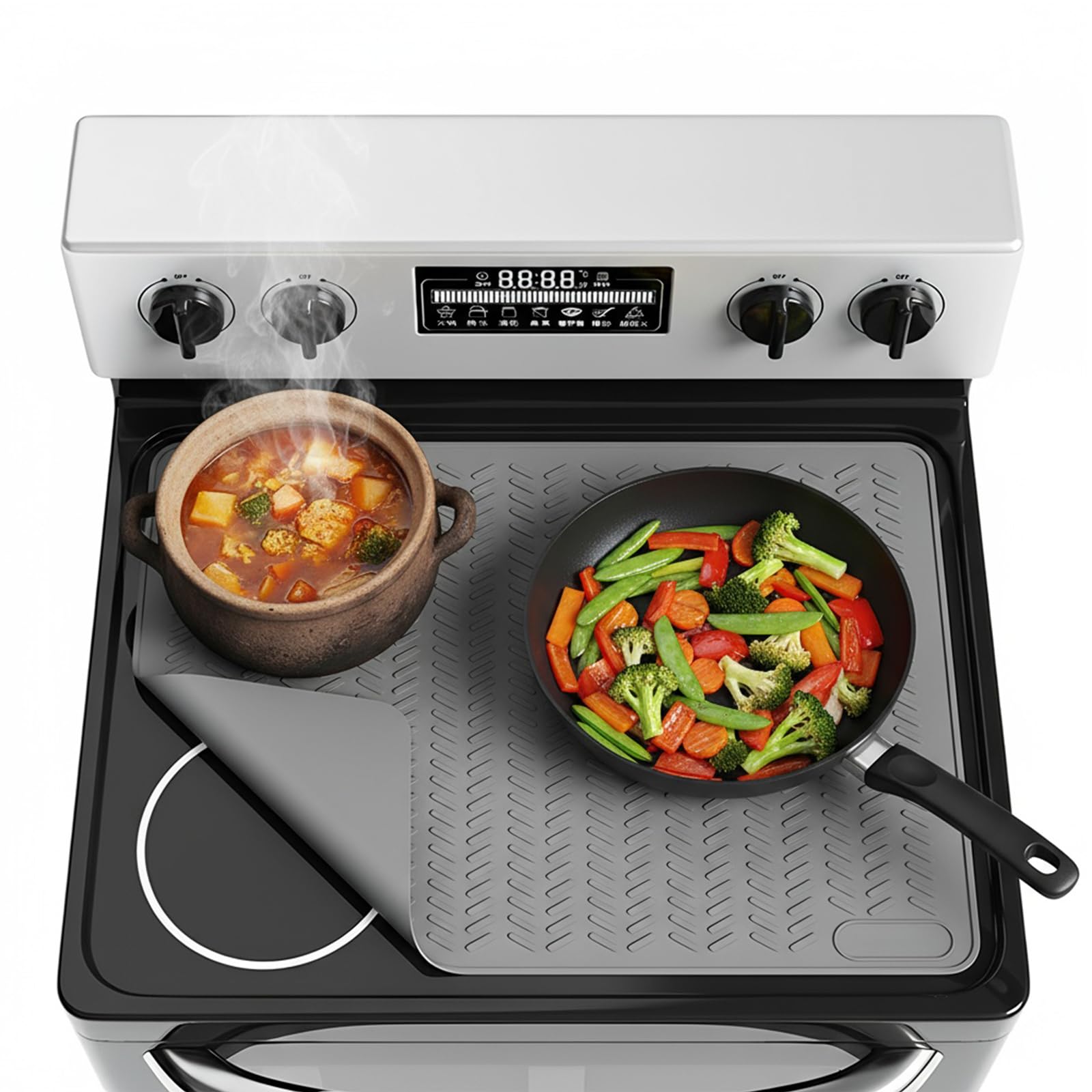 Induction Plate Protective Mat, Silicone Mats for Kitchen Countertop, Non-Slip and Heat Resistant Silicone Mat 71 x 50 cm