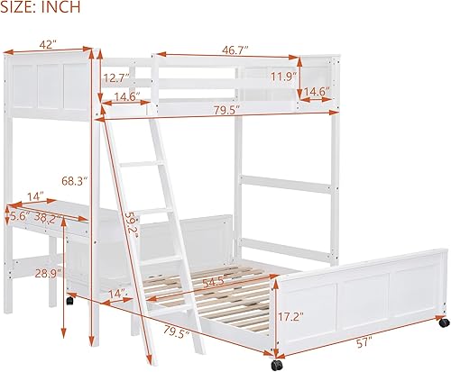 Miniatura 117 de Versatility - Litera individual sobre individual con escritorio y armario integrados, cama alta de madera maciza y plataforma independiente con