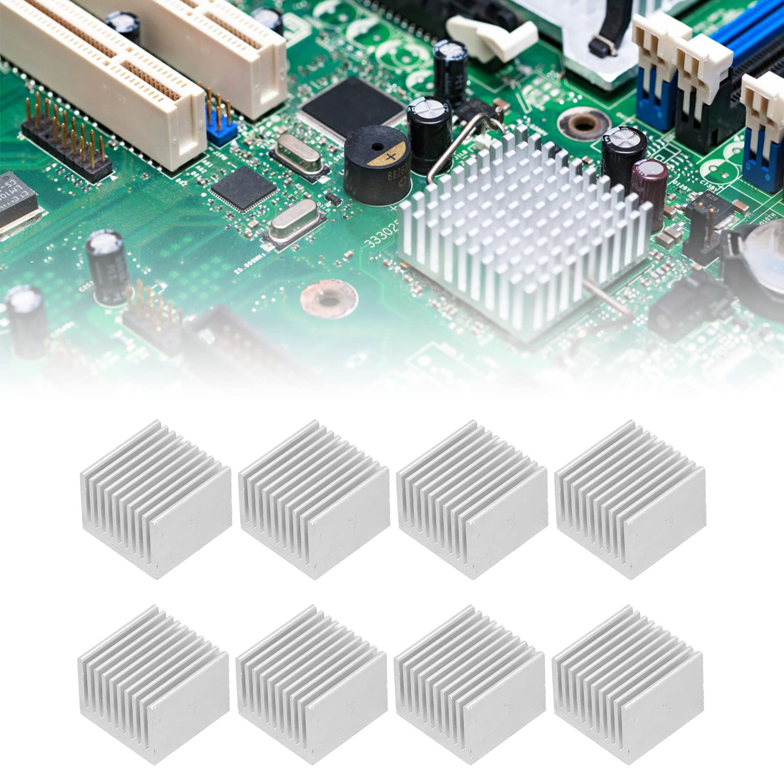 Tyenaza Disipador De Calor De Aluminio De 8 Piezas, Disipadores De Calor De 40 X 40 X 30 Mm Aletas De Enfriamiento del Radiador para Placa De Circuito Y Dispositivos Semiconductores(Without Adhesive)