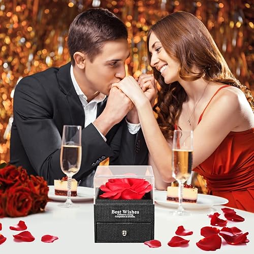 Miniatura 6 de LITEYPP Regalo de rosa real preservada, aroma de amor verdadero con collar chapado en oro, regalo de corazón para cumpleaños, día de San Valentín,