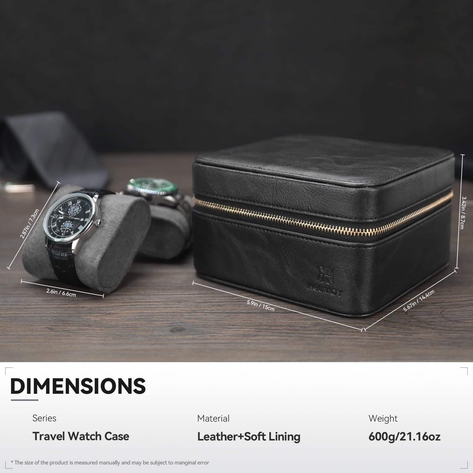 Étui de Voyage pour 2 Montres avec Compartiment pour Accessoires