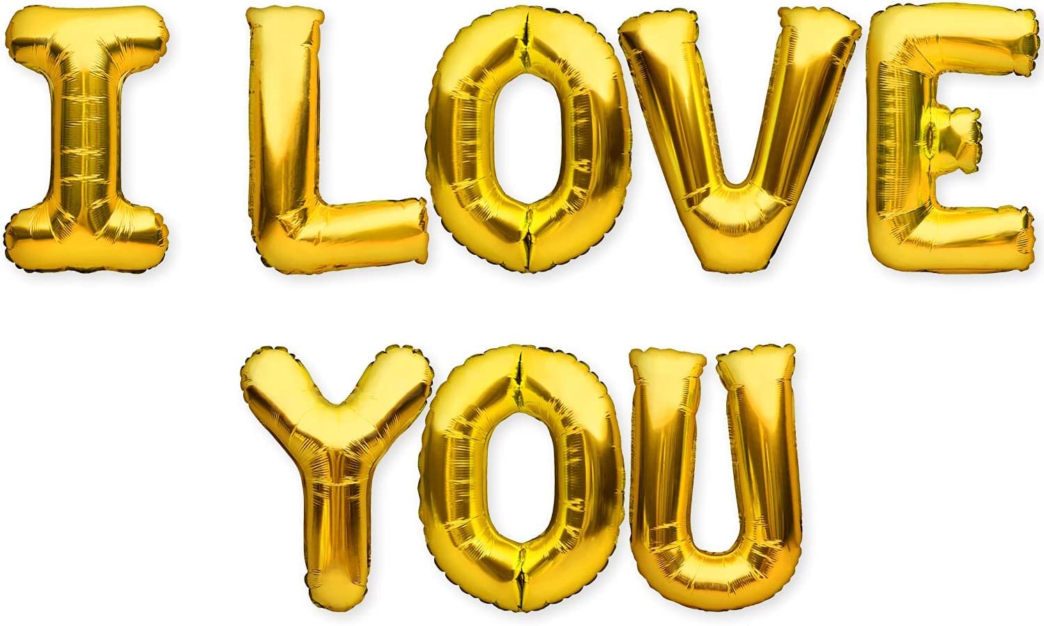 MARKQ I Love You Balloon Banner | 16 Inch Foil Letter Valentine’s Day Balloon Sign for Birthday Party Mother’s day Marriage Proposal Wedding Anniversary Party Romantic Decorations & Supplies (Gold)