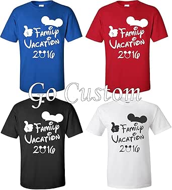Disney Family Vacation T-Shirts Matching Cute Mickey T-Shirts (Red, S Adult)
