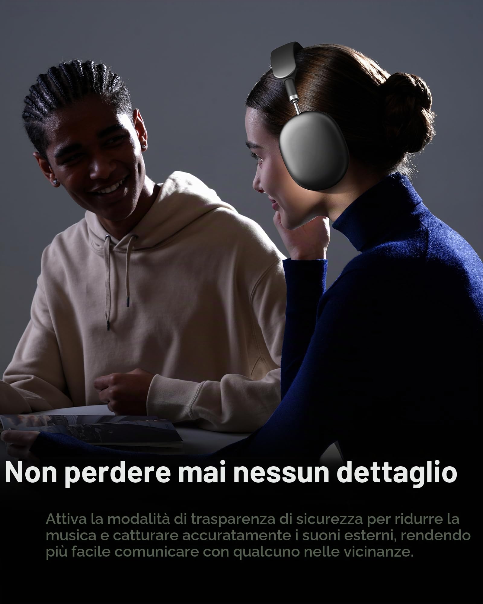 Picun F8 Pro Hybrid ANC Bluetooth Cuffie Over-Ear, tempo di riproduzione 140H, tracking, diverse modalità di cancellazione del rumore, suono regolabile tramite app, USB-C, senza fili per viaggi e