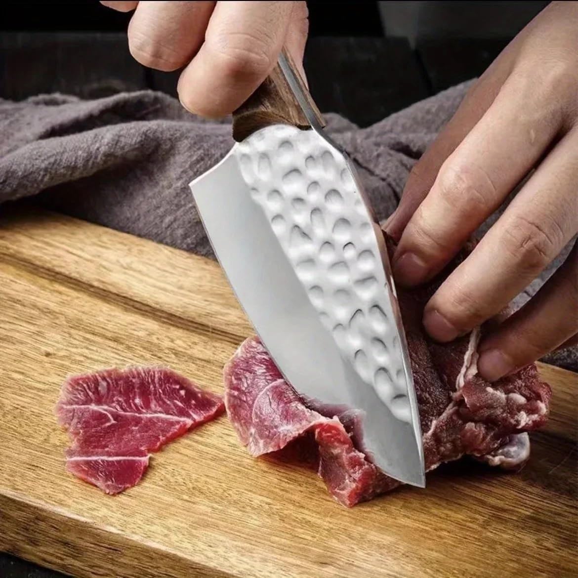 Meat Cleaver Knife, Forged Meat Cleaver Stainless Steel Easy Carry Fruit Knife High Hardness Boning Knife With Knife Cover