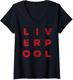 Womens Cool Retro Grunge Vintage look Liverpool gift V-Neck T-Shirt