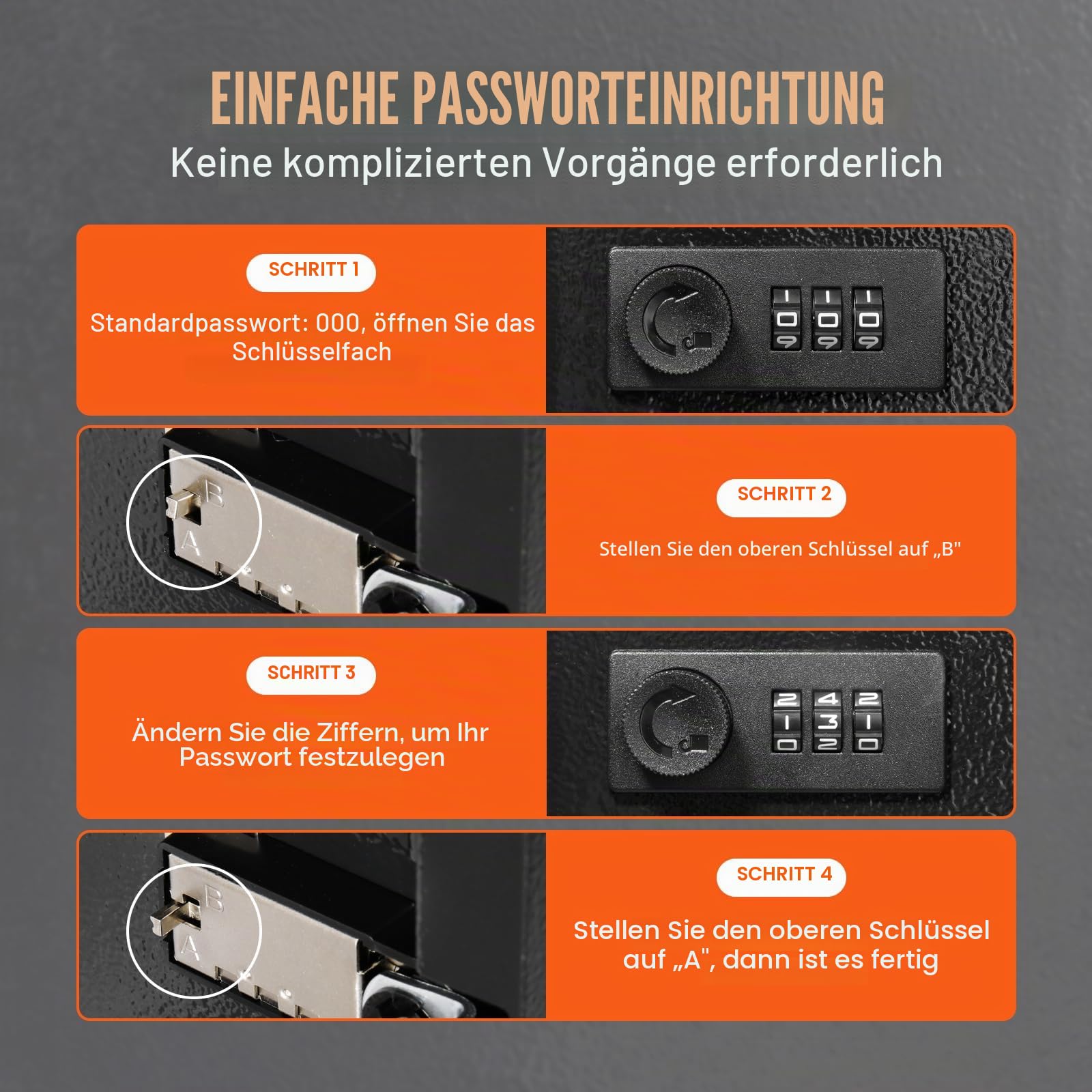 VEVOR Schlüsselschrank Schlüsselkasten 48 Schlüssel, Schwarz Schlüsselbox Schlüsseltresor Einstellbar, Abschließbarer Schlüsselschrank mit 6 x Schlüsselhaltern, 2 x Schlüsseln & 1 x Karteikarte