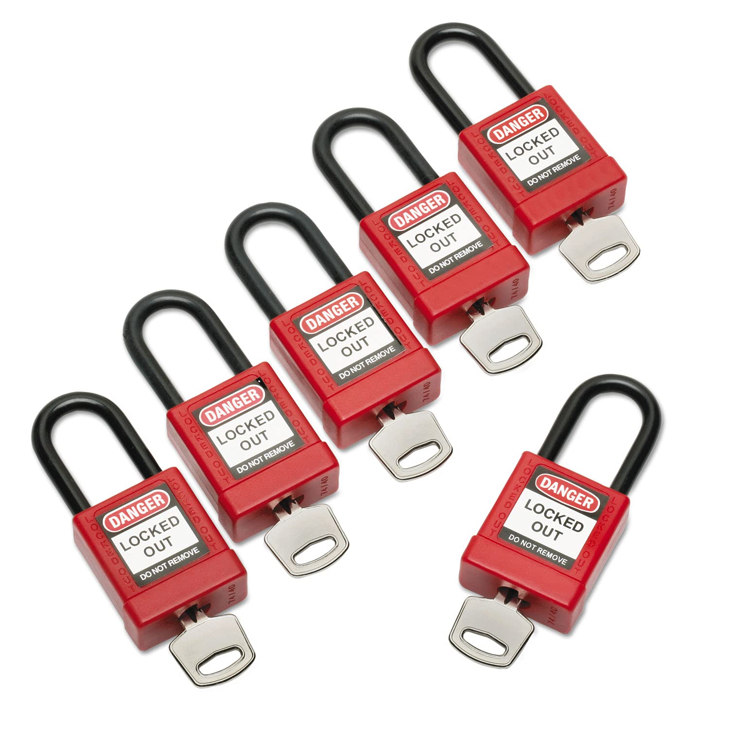 5340016502636, Lockout Tagout Padlocks, 1 Set of 6 Keyed Alike 