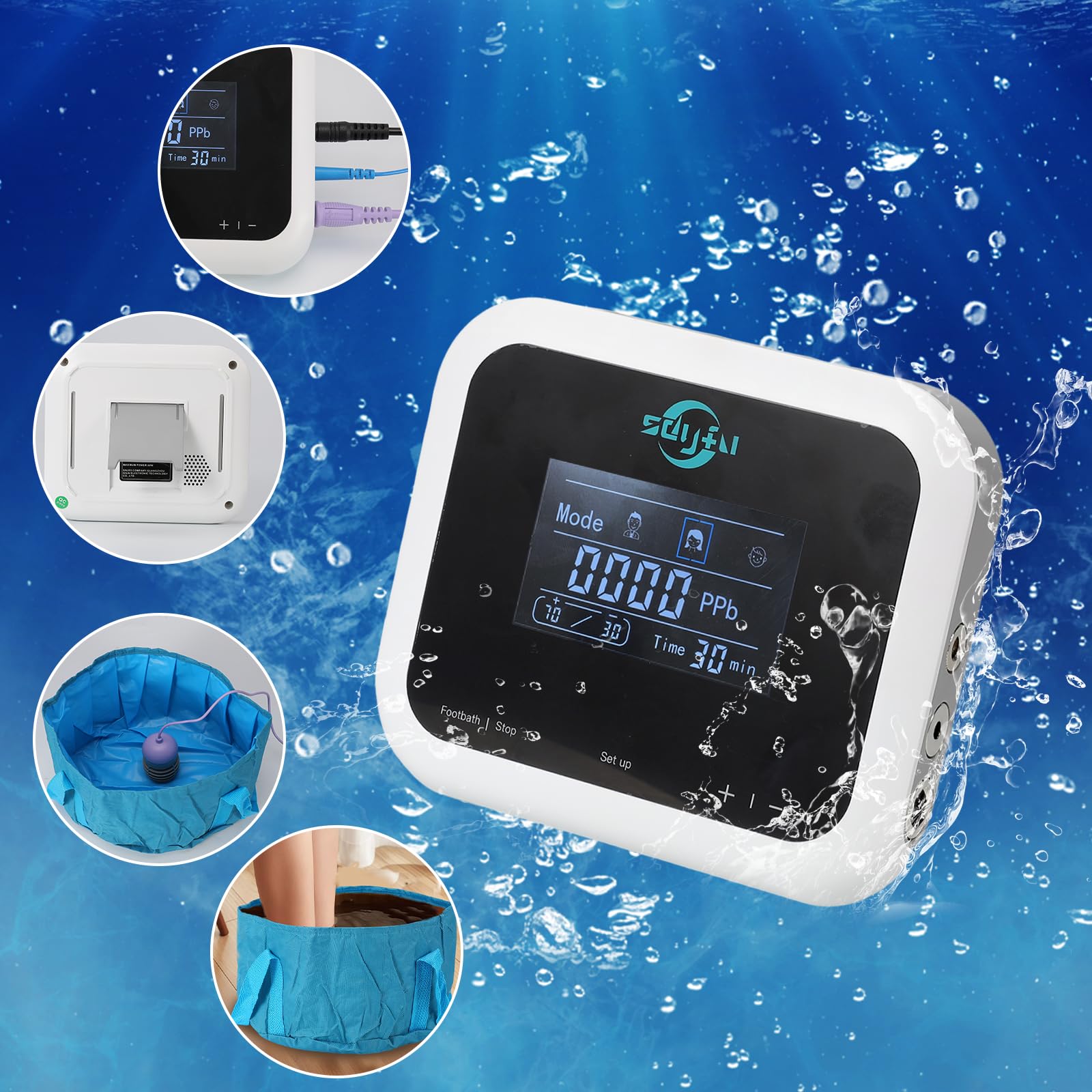 Ionen-Fußbad mit Touch-Display, Fuß-Detox-Gerät für zu Hause und unterwegs, Spa-Detox-Gerät auf Salonniveau für zu Hause,Elektrolyse-Fußbad-Entgiftung,Tragbare Pediküre-Fußbadewanne (A)