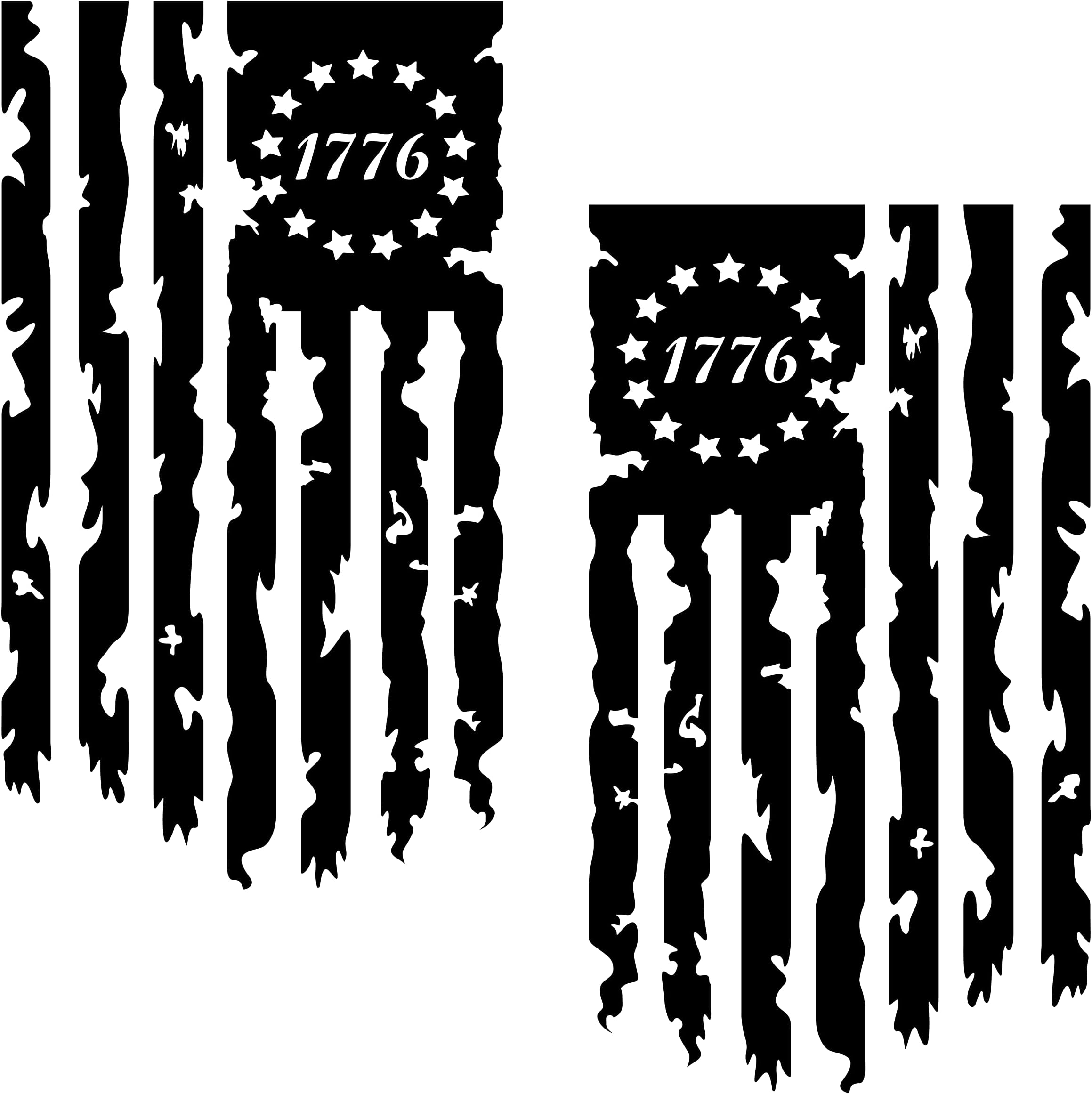 Betsy Ross Flag 1776 Distressed American USA US Flag Truck Tailgate Vinyl Decal - 2 Pack - American Revolution Stickers fits Most Pickup Trucks (10" x 18", Matte Black)