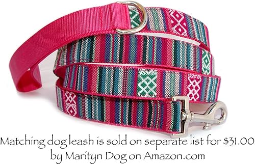 Miniatura 9 de Collar de perro de rayas brillantes del suroeste. Hecho a mano en Estados Unidos elección de color de rubí, esmeralda o amatista. Elegante collar