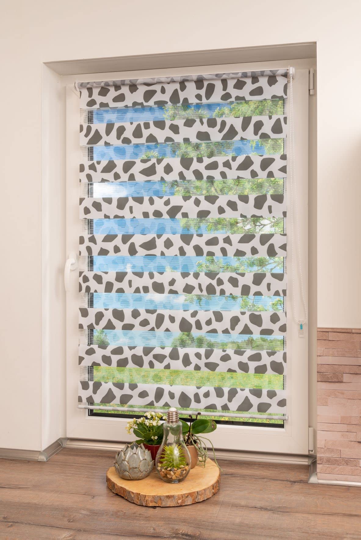 K-home Klemmfix, Tenda a rullo Denia, Fissaggio a Clip Senza Viti, Petrol-Grau, 40 x 150 cm