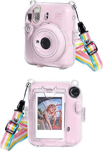 Miniatura 5 de Mini 12 - Funda protectora con bolsillo para almacenamiento de fotos y correa de hombro extraíble para cámara instantánea Fujifilm Instax Mini 12,