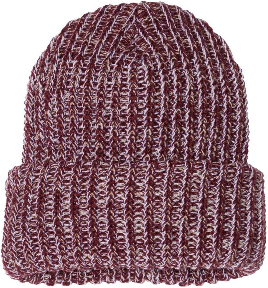 Sportsman 12" Chunky Knit Beanie One Size Maroon/Natural - Image 2